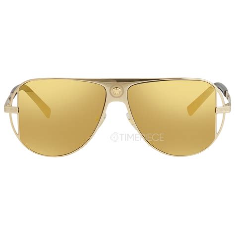 versace ve2212 10027p|Versace Brown Mirror Gold Pilot Men's Sunglasses VE2212 .